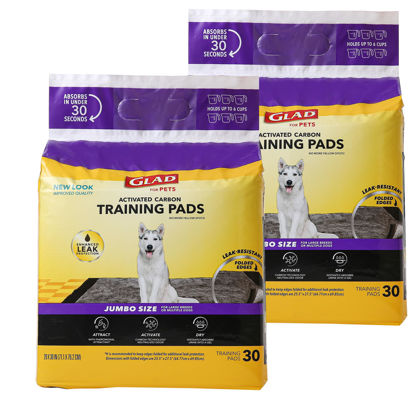 Picture of Glad for Pets JUMBO-SIZE Charcoal Puppy Pads, All-in-One | Black Training Pads That ABSORB & Neutralize Urine Instantly | New & Improved Quality Puppy Pee Pads, 30 Count - 2 Pack