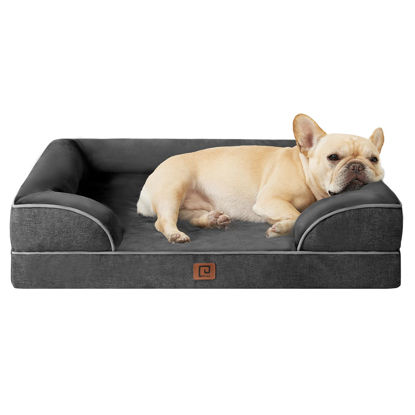 Picture of EHEYCIGA Orthopedic Dog Bed for Small Dogs, Waterproof Memory Foam Small Dog Beds with Sides, Non-Slip Bottom and Egg-Crate Foam Medium Dog Couch Bed with Washable Removable Cover, Dark Grey