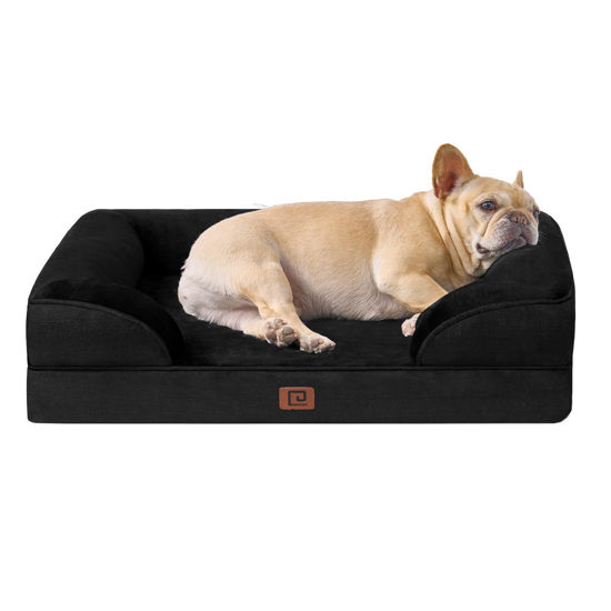 Picture of EHEYCIGA Orthopedic Dog Bed for Small Dogs, Waterproof Memory Foam Small Dog Beds with Sides, Non-Slip Bottom and Egg-Crate Foam Medium Dog Couch Bed with Washable Removable Cover, Black