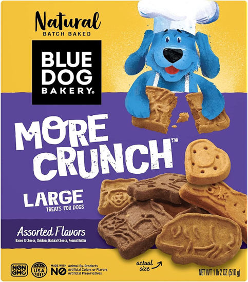 Picture of Blue Dog Bakery Natural Dog Treats, More Crunch Large, Assorted Flavors, 18oz Box, 6 Boxes