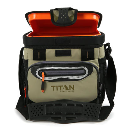 Picture of Titan Deep Freeze Cooler - Father's Day Gifts - 9 Can Zipperless Hardbody Cooler - Deep Freeze Insulation, HardBody Liner, and SmartShelf - Moss