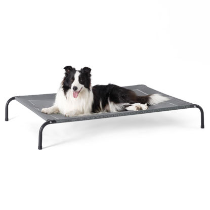 Picture of Bedsure Elevated Raised Cooling Cots Bed for Large Dogs, Portable Indoor & Outdoor Pet Hammock with Skid-Resistant Feet, Frame with Breathable Mesh, Grey, 49 inches