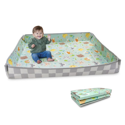 Picture of Infantino Foldable Soft Foam Mat, Extra Large Double-Sided Cushioned Portable Play Mat with Fold-Up Sides, Non-Slip Crawling & Playing for Infants and Toddlers, Animal-Themed