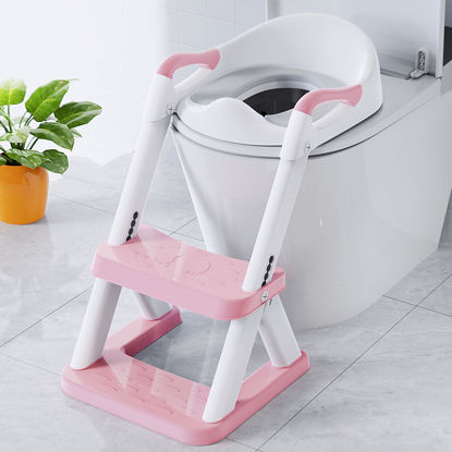 Picture of Toilet Potty Training Seat with Step Stool Ladder,SKYROKU Training Toilet for Kids Boys Girls Toddlers-Comfortable Safe Potty Seat with Anti-Slip Pads Ladder