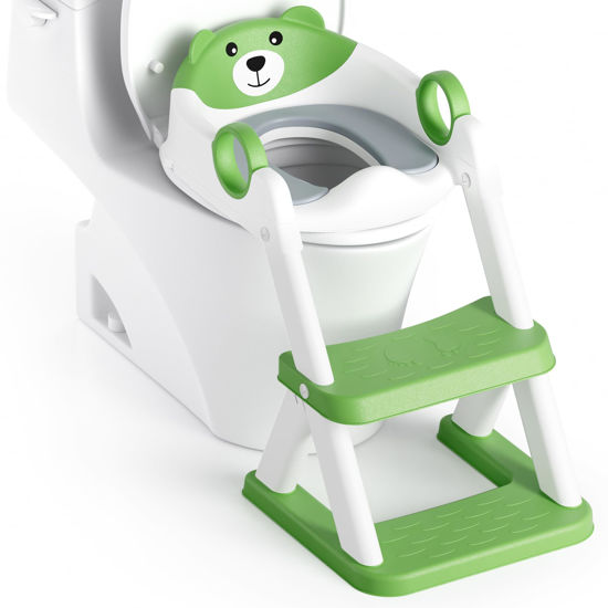 Picture of Rabb 1st Potty Training Seat, Upgrade Toddler Toilet Seat for Kids Boys Girls, 2 in 1 Potty Training Toilet for Kids, Splash Guard Anti-Slip Pad Step Stool（Upgraded Cushion）