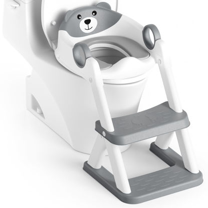 Picture of Rabb 1st Potty Training Seat, Upgrade Toddler Toilet Seat for Kids Boys Girls, 2 in 1 Potty Training Toilet for Kids, Splash Guard Anti-Slip Pad Step Stool（Upgraded Cushion）