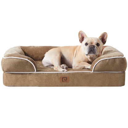 Picture of EHEYCIGA Orthopedic Dog Bed for Medium Dogs, Waterproof Memory Foam Medium Dog Beds with Sides, Non-Slip Bottom and Egg-Crate Foam Medium Dog Couch Bed with Washable Removable Cover, Camel