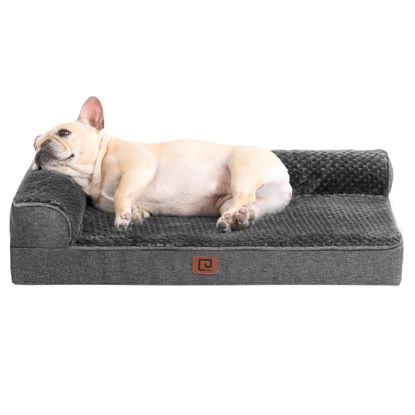 Picture of EHEYCIGA Memory Foam Orthopedic Dog Bed Medium Size Dog with Waterproof Lining, Washable Dog Couch Bed with Removable Cover and Nonskid Bottom for Crate Pet Sofa Bed, 30x20 Inches, Dark Grey