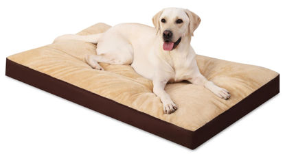 Picture of Dog Crate Bed Waterproof Deluxe Plush Dog Beds with Removable Washable Cover Anti-Slip Bottom Pet Sleeping Mattress for Large, Medium, Jumbo, Small Dogs, 41 x 27 inch, Brown