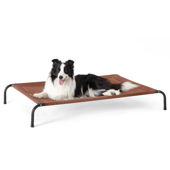 Picture of Bedsure Elevated Raised Cooling Cots Bed for Large Dogs, Portable Indoor & Outdoor Pet Hammock with Skid-Resistant Feet, Frame with Breathable Mesh, Terracotta, 49 inches