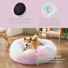 Picture of Bedsure Calming Dog Bed for Medium Dogs - Donut Washable Medium Pet Bed, Anti-Slip Round Fluffy Plush Faux Fur Cat Bed, Fits up to 45 lbs Pets, Multi-Colored, 30 inches