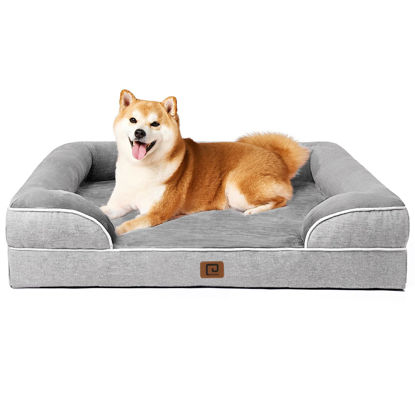 Picture of EHEYCIGA Orthopedic Dog Beds for Large Dogs, Waterproof Memory Foam Large Dog Bed with Sides, Non-Slip Bottom and Egg-Crate Foam Large Dog Couch Bed with Washable Removable Cover, Grey