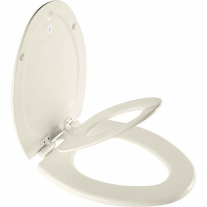 Picture of Mayfair NextStep2 Toilet Seat with Built-In Toddler Potty Training Seat, Slow Close, Easy Clean, Magnetic Removable Kids Seat, ELONGATED, Biscuit