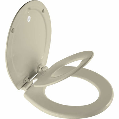 Picture of Mayfair NextStep2 Toilet Seat with Built-In Toddler Potty Training Seat, Slow Close, Easy Clean, Magnetic Removable Kids Seat, ROUND, Bone