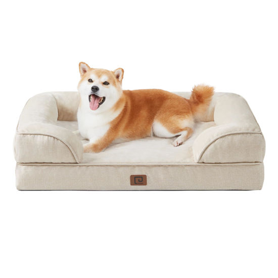 Picture of EHEYCIGA Orthopedic Dog Bed for Large Dogs, Waterproof Memory Foam, Non-Slip Bottom, Beige, 35"L x 22"W x 6.5"Th