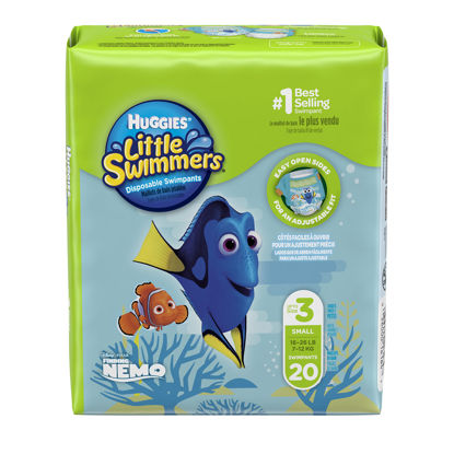 Picture of Huggies Little Swimmers Disposable Swim Diapers, Swimpants, Size 3 Small (16-26 lb.), 20 Ct. (Packaging May Vary) (Pack of 4)