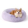 Picture of Bedsure Calming Dog Bed for Medium Dogs - Donut Washable Medium Pet Bed, 30 inches Anti-Slip Round Fluffy Plush Faux Fur Cat Bed, Fits up to 45 lbs Pets, Purple