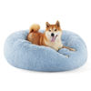 Picture of Bedsure Calming Dog Bed for Medium Dogs - Donut Washable Medium Pet Bed, Anti-Slip Round Fluffy Plush Faux Fur Cat Bed, Fits up to 45 lbs Pets, Blue, 30 inches