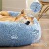 Picture of Bedsure Calming Dog Bed for Medium Dogs - Donut Washable Medium Pet Bed, Anti-Slip Round Fluffy Plush Faux Fur Cat Bed, Fits up to 45 lbs Pets, Blue, 30 inches