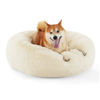 Picture of Bedsure Calming Dog Bed for Medium Large Dogs - Donut Washable Large Pet Bed, 33 inches Anti-Slip Round Fluffy Plush Faux Fur Dog Bed, Cream