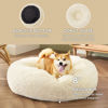 Picture of Bedsure Calming Dog Bed for Medium Large Dogs - Donut Washable Large Pet Bed, 33 inches Anti-Slip Round Fluffy Plush Faux Fur Dog Bed, Cream