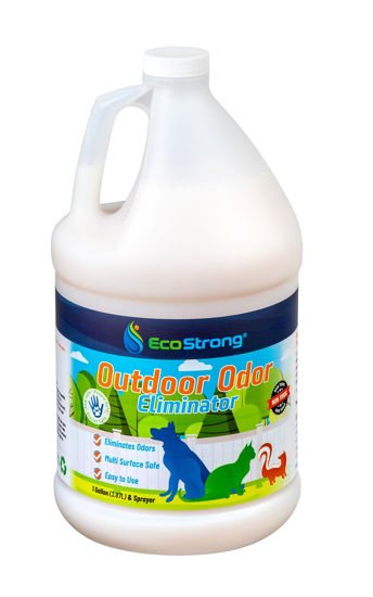 Picture of Outdoor Odor Eliminator | Outside Dog Urine Enzyme Cleaner - Powerful Pet, Cat, Animal Scent Deodorizer | Professional Strength for Yard, Turf, Kennels, Patios, Decks (128 OZ)