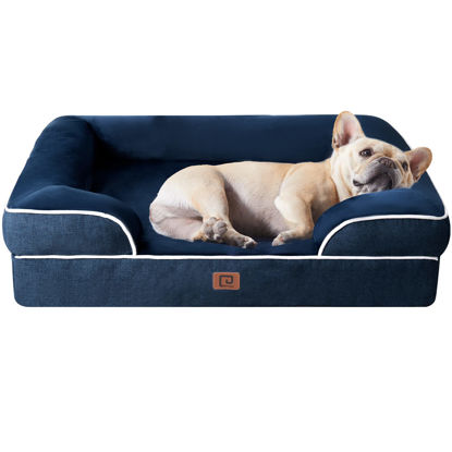 Picture of EHEYCIGA Orthopedic Dog Bed for Medium Dogs, Waterproof Memory Foam Medium Dog Beds with Sides, Non-Slip Bottom and Egg-Crate Foam Medium Dog Couch Bed with Washable Removable Cover, Navy