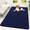 Picture of OLANLY Dog Door Mat for Muddy Paws 59x35, Absorbs Moisture and Dirt, Absorbent Non-Slip Washable Mat, Quick Dry Chenille, Mud Mat for Dogs, Entry Indoor Door Mat for Inside Floor, Navy Blue