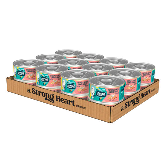 Picture of A Strong Heart Canned Wet Cat Food, Chicken & Salmon Dinner in Gravy - 5.5 oz Cans (Pack of 24), Made in The USA with Real Chicken & Salmon