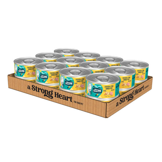 Picture of A Strong Heart Canned Wet Cat Food, Chicken & Tuna Dinner Paté - 5.5 oz Cans (Pack of 24), Made in The USA with Real Chicken & Tuna