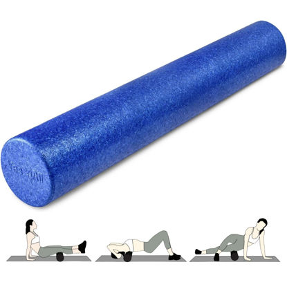 Picture of Yes4All High Density Foam Roller for Back, Variety of Sizes & Colors for Yoga, Pilates - Blue - 36 Inches