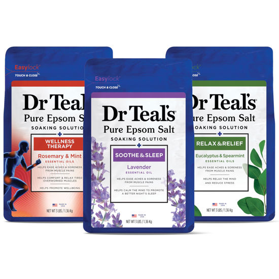 Picture of Dr Teal's Pure Epsom Salt Lavender, Eucalyptus & Wellness Trio, 3 Count - 9lbs Total