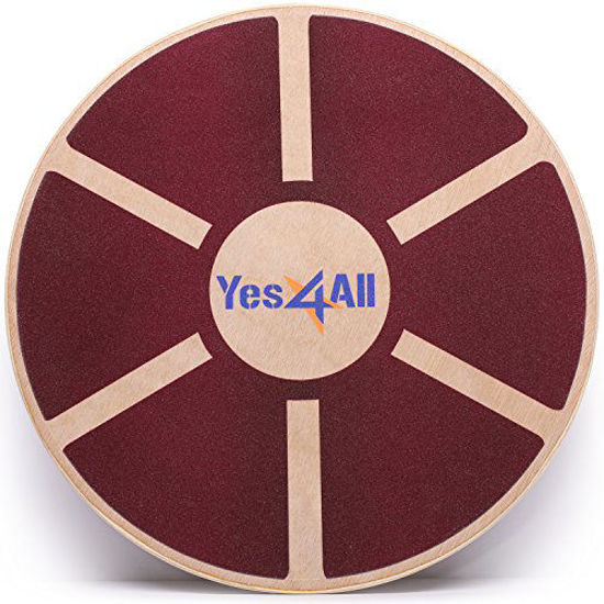 Picture of Yes4All Wooden Wobble Balance Board - Exercise Balance Stability Trainer 15.75 inch Diameter - Red - ²B62RZ