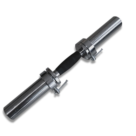 Picture of CAP Barbell Olympic Solid 20" Dumbbell Handle with rubber grips, Chrome (OBIS-20MBR)