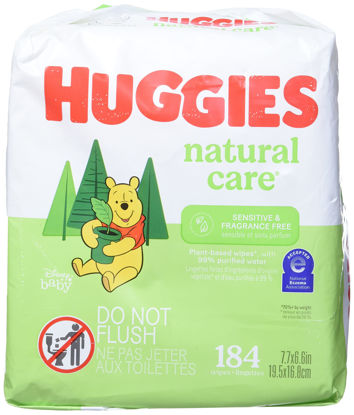 Picture of Huggies Natural Care Fragrance Free Baby Wipes, 552 Total Wipes 184 Count (Pack of 3), Packaging May Vary