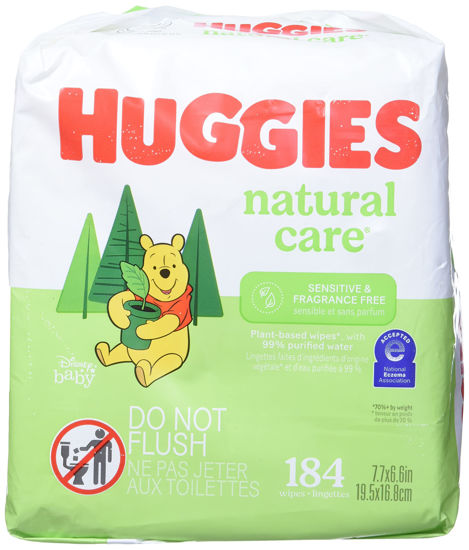 Picture of Huggies Natural Care Fragrance Free Baby Wipes, 552 Total Wipes 184 Count (Pack of 3), Packaging May Vary