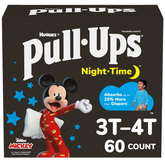 Picture of Pull-Ups Boys' Night-Time Potty Training Pants, Size 3T-4T Overnight Training Underwear (32-40 lbs), 60 Ct