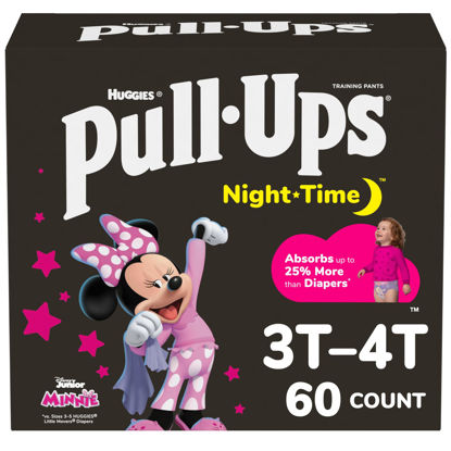 Picture of Pull-Ups Girls' Nighttime Potty Training Pants, Training Underwear, 3T-4T (32-40 lbs), 60 Ct