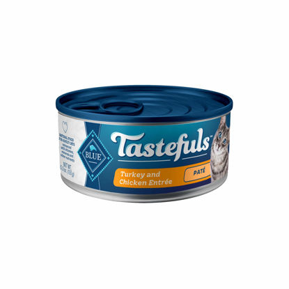 Picture of Blue Buffalo Tastefuls Wet Cat Food Paté, Made with Natural Ingredients | Turkey and Chicken Entrée, 5.5-oz. Cans (24 Count)