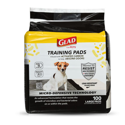 Picture of Glad for Pets Activated Carbon Puppy Training Pads with Anti-Microbial Technology, 23"x23" 100ct | Ultra Absorbent, Odor Control, Heavy Duty Puppy Potty Training Pads