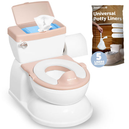 Picture of Real Feel Potty with Wipes Storage, Transition Seat & Disposable Liners - Realistic Toilet - Easy to Clean & Assemble - Jool Baby (Pink)