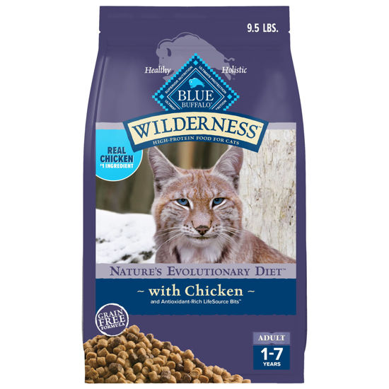 Picture of Blue Buffalo Wilderness Nature's Evolutionary Diet High-Protein, Grain-Free Natural Dry Food for Adult Cats, Chicken, 9.5-lb. Bag