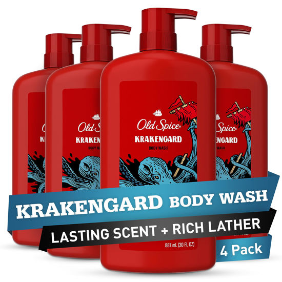 Picture of Old Spice Body Wash for Men, 3X Defense, 24/7 Shower Fresh with Long Lasting Lather, Krakengard Scent, 33.4 fl oz (Pack of 4)