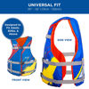 Picture of Oceans 7 USCG Universal Fit Adult Sized Life Jacket - Type III PFD Fits Chest Size 30” - 52” - Flexible-Fit Open-Sided Design - Blue/Red/Yellow