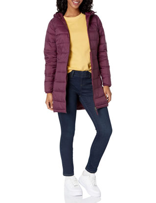 Picture of Amazon Essentials Women's Lightweight Water-Resistant Hooded Puffer Coat (Available in Plus Size), Burgundy, X-Large