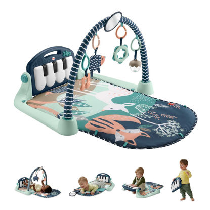 Picture of Fisher-Price Baby Playmat Kick & Play Piano Gym with Musical and Sensory Toys for Newborn to Toddler, Navy Fawn