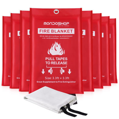 Picture of Emergency Fire Blanket for Camping Grill - Mondoshop Fire Retardant Blanket for Home Kitchen - Fireproof Blanket for Picnic, Grill, Car, Office, Warehouse, School, Fireplace