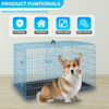 Picture of FDW Dog Crate Dog Cage Pet Crate for Large Dogs 24 Inch Folding Metal Pet Cage Double Door W/Divider Panel Indoor Outdoor Dog Kennel Leak-Proof Plastic Tray Wire Animal Cage,Blue