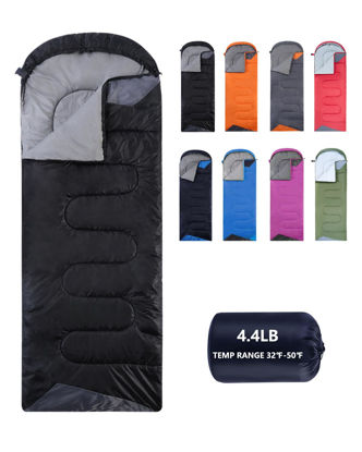 Picture of Sleeping Bags for Adults Cold Weather - 20 Degree Big&Tall Size Backpacking Lightweight Waterproof for Girls Boys Mens Teen Women for Camping Hiking Outdoor Travel Hunting with Compression Bags(Black)