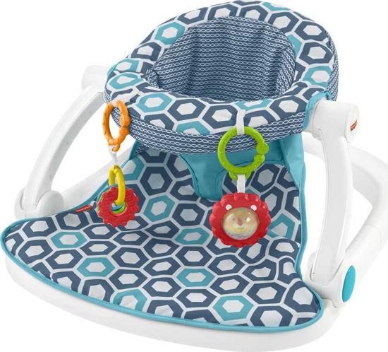 Picture of Fisher-Price Portable Baby Chair, Sit-Me-Up Floor Seat with 2 Removable Toys & Washable Seat Pad, Honeycomb